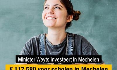Minister Weyts investeert 117.580 euro in Mechelse scholen